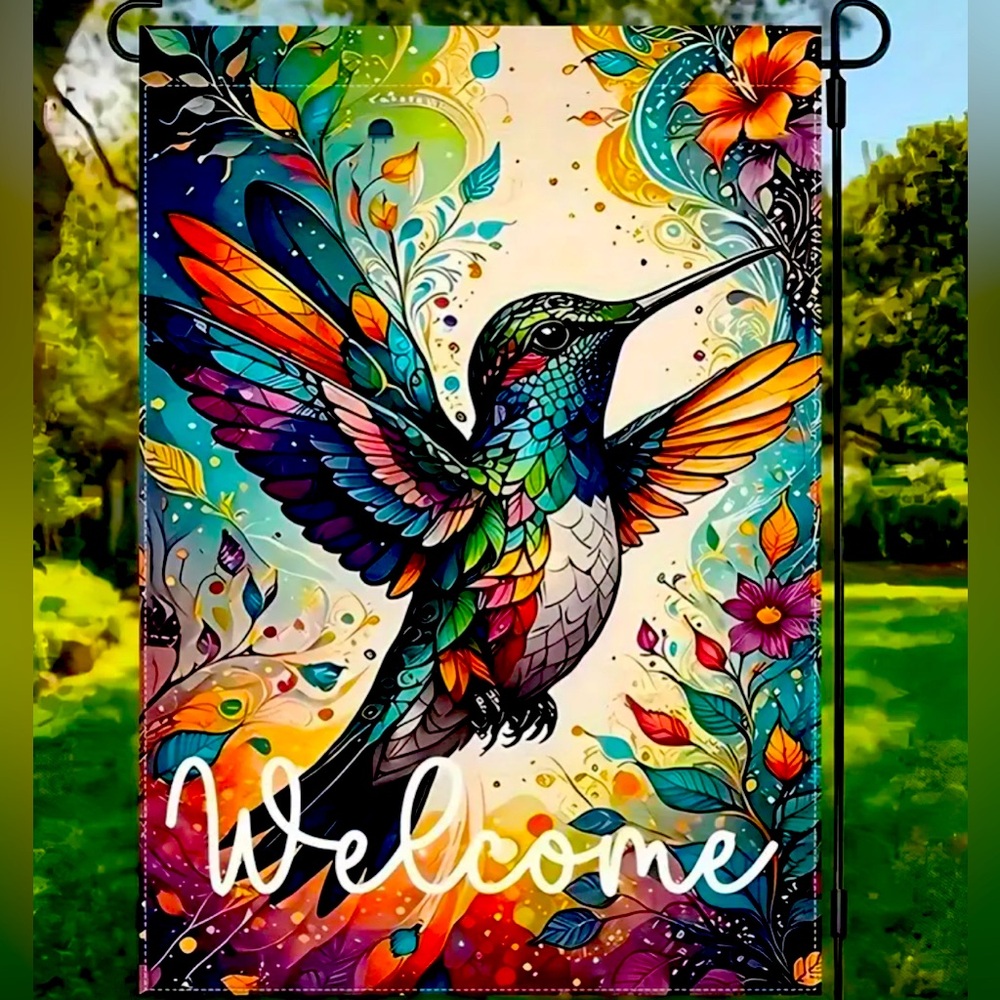 12x18 Hummingbird garden flag beautiful bright summer flag
